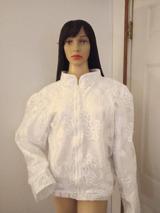 Jackets & Blazers - White lace bomber jacket